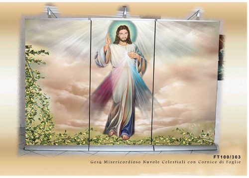Gesù Misericordioso con nuvole celestiali e foglie - Cod. FT100/303